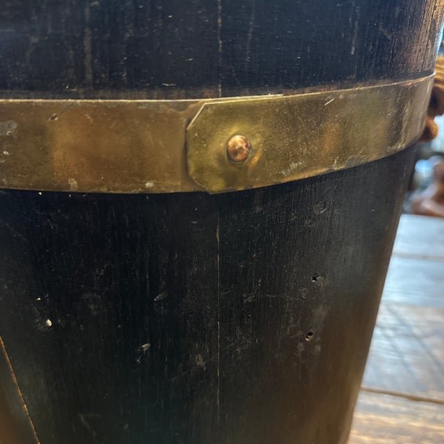19th Century Brass-Bound Oak Uk Royal Navy Fire Bucket For Sale - Image 9 of 12