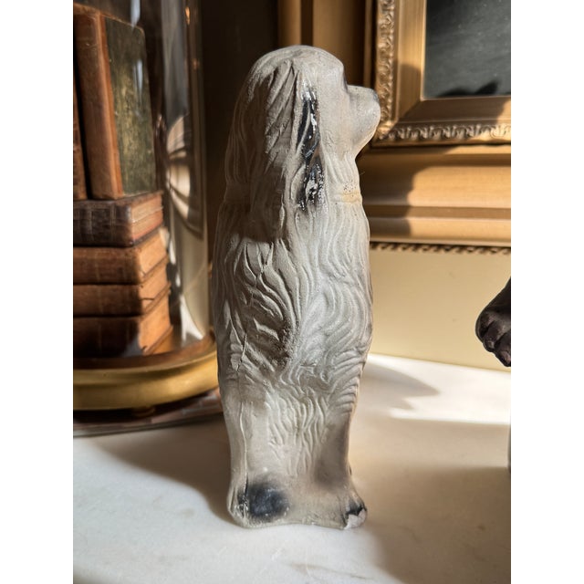 Vintage Staffordshire-Style Painted Chalkware Spaniel Dog Figurine For Sale - Image 4 of 7