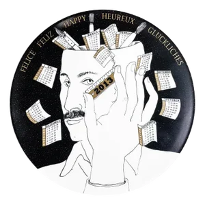 Italian Postmodern Ceramic Wall Calendar Plate by Fornasetti, 2013
