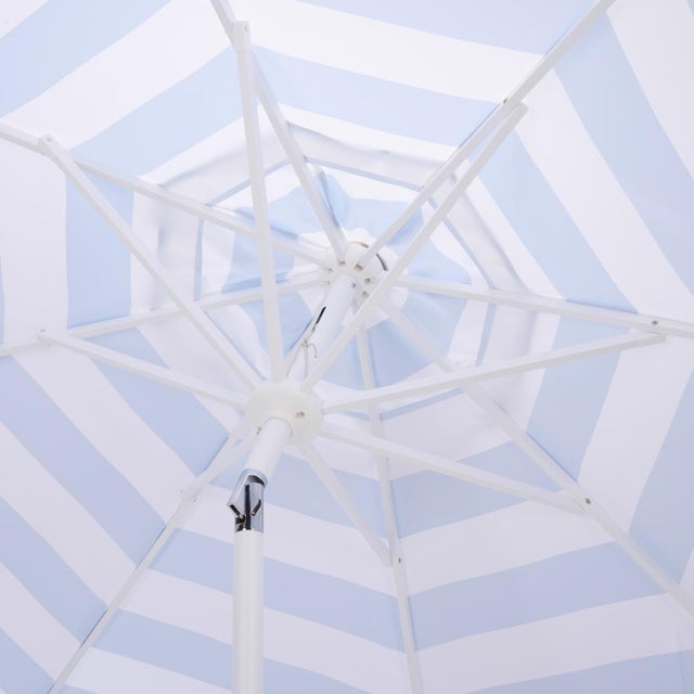 2020s Lucerna 9 Ft Crank Umbrella, Baby Blue Stripe/White Pole For Sale - Image 5 of 9