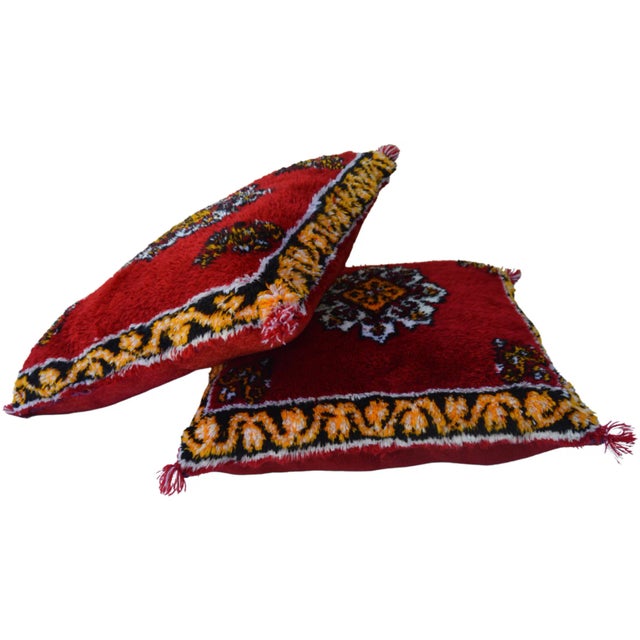 Red Berber-Patterned Moroccan Pillows, S/2 For Sale - Image 8 of 10