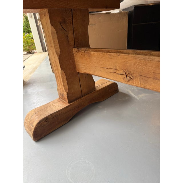 Early 1900s Belgian Oak Monastery Trestle Dining Table For Sale In Washington DC - Image 6 of 12