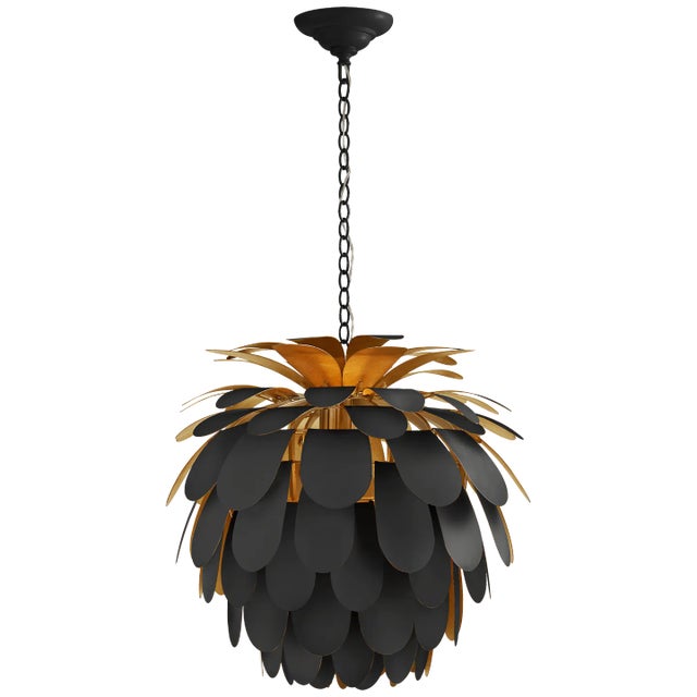 Chapman & Myers for Visual Comfort Signature Cynara Medium Chandelier in Matte Black & Gild For Sale