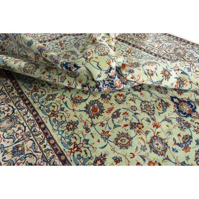 Hand-Knotted Kashan Rug in Cork Wool, 2000s For Sale - Image 11 of 13