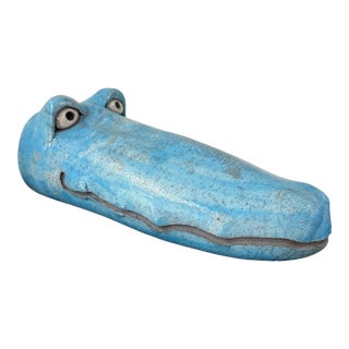 Whimsical Raku Pottery Crocodile Head For Sale