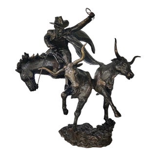 Head Em Up Bronze Statue by Mark Hopkins For Sale