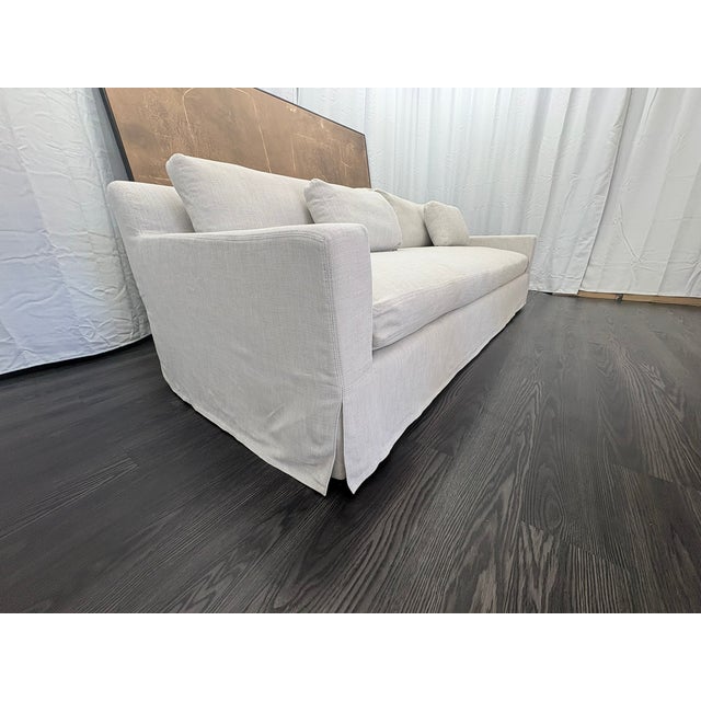 Restoration Hardware Rh Belgian Track Arm Sofa 9' Luxe Depth | Dove Perennials® Performance Textured Linen Weave | Down-Feather Fill For Sale - Image 4 of 18