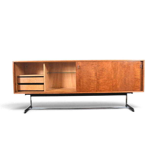Late 20th Century Rare Richard Round Space Age Credenza in Teak + Chrome, Attributed For Sale - Image 10 of 15