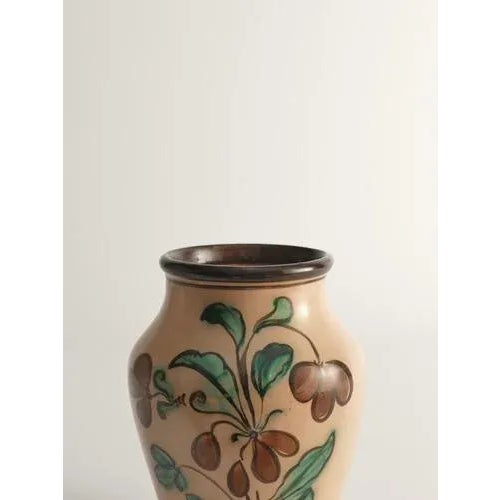 Art Nouveau Flower Motif Earthenware Vase by Sala, Sweden, 1920s For Sale - Image 12 of 13