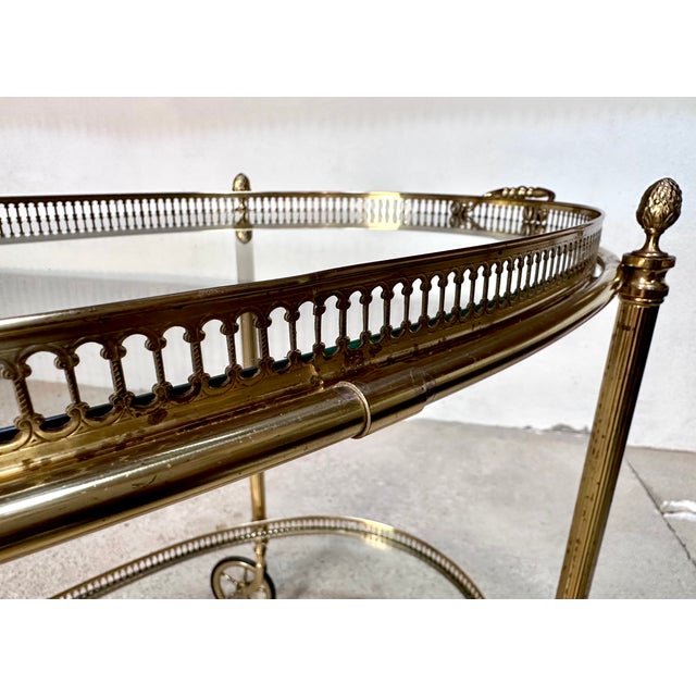 1950s Oval Serving Cart in Brass and Glass, Italy, 1950s For Sale - Image 5 of 18