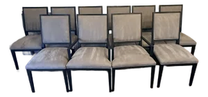 Set of 10 Rh French Contemporary Leather Dining Chairs