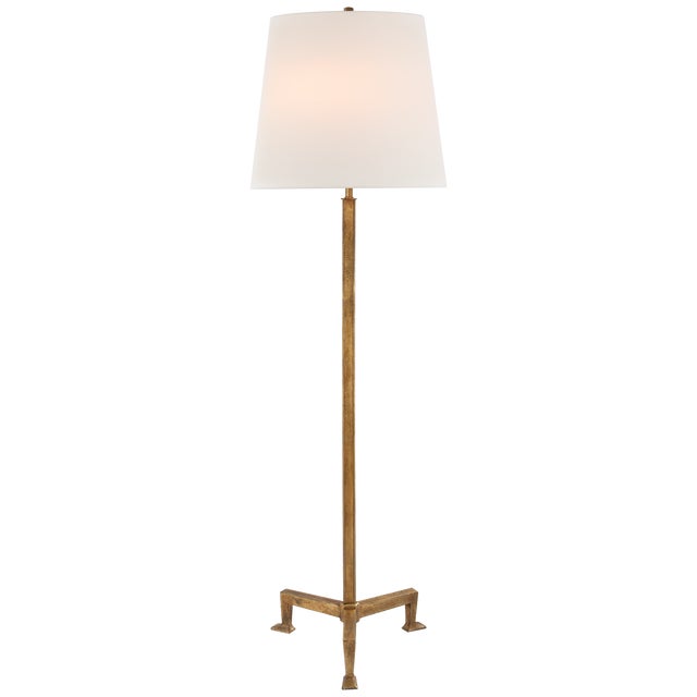 Transitional Thomas O'Brien by Visual Comfort Signature Parish Floor Lamp in Gilded Iron with Linen Shade For Sale - Image 3 of 3