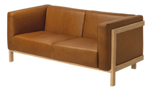 Two-Seater Sofa in Oak and Leather by Julien Renault