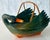 Vintage Chinese Green Folk Art Swan Hand-Woven Wicker Basket With Bamboo Handle For Sale - Image 12 of 13