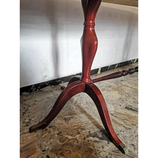 Red Brass, Marble & Wood Side Table, Italy, 1960s For Sale - Image 8 of 9