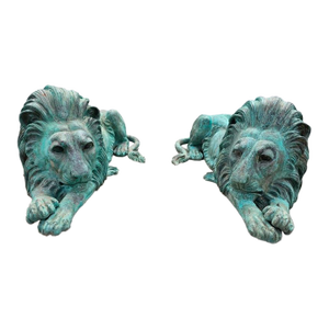 1960s Large Bronze Lions Statue a-Pair