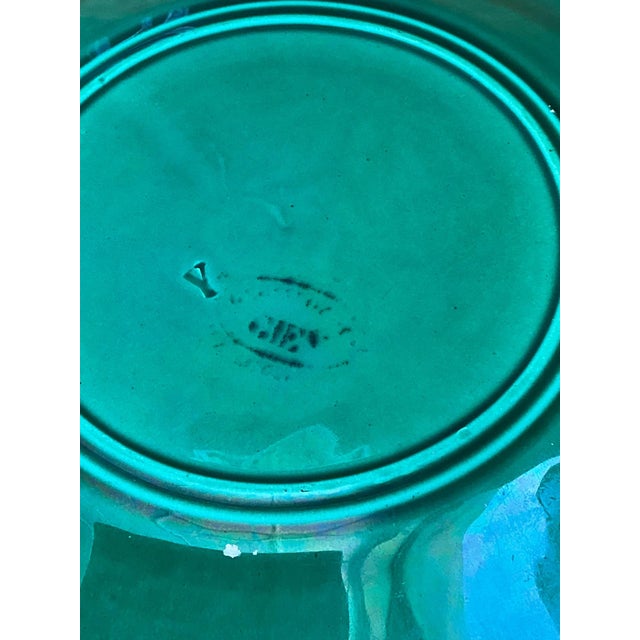 Vintage French Majolica Leaf Design Plate For Sale In West Palm - Image 6 of 12