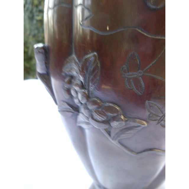 Japanese Bronze Lamp Base with Reliefs, 1940s For Sale - Image 9 of 18