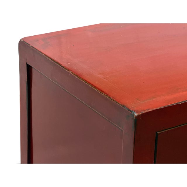 Distressed Brick Red Drawers Doors Sideboard Credenza Console Table For Sale - Image 16 of 18