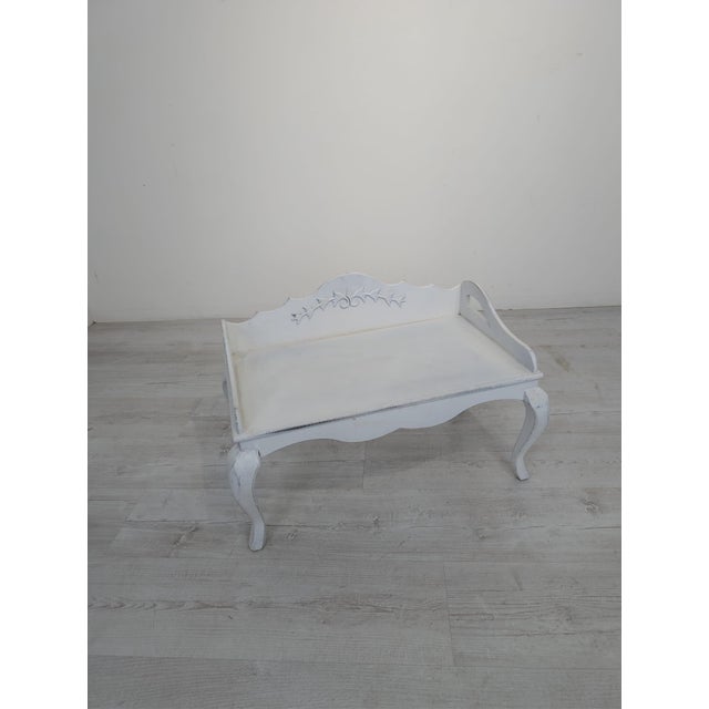 Breakfast Tray from Cauntry Corner Saran Grace, Whitewashed, French Style Stylish, white coffee table in a French style....