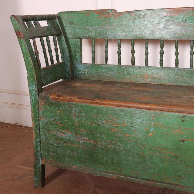 Vintage Austrian Farmhouse Bench For Sale - Image 3 of 10