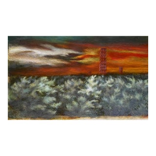 1940 Orange Horizon Landscape Oil Painting For Sale