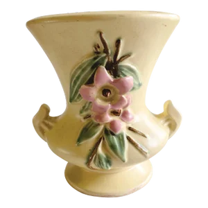 Vintage McCoy Yellow Floral Pottery Urn Flower Vase