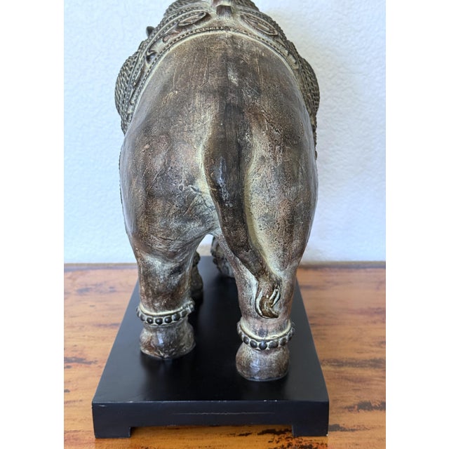 Large Resin Adorned Asian Elephant Statue 17" For Sale - Image 4 of 9