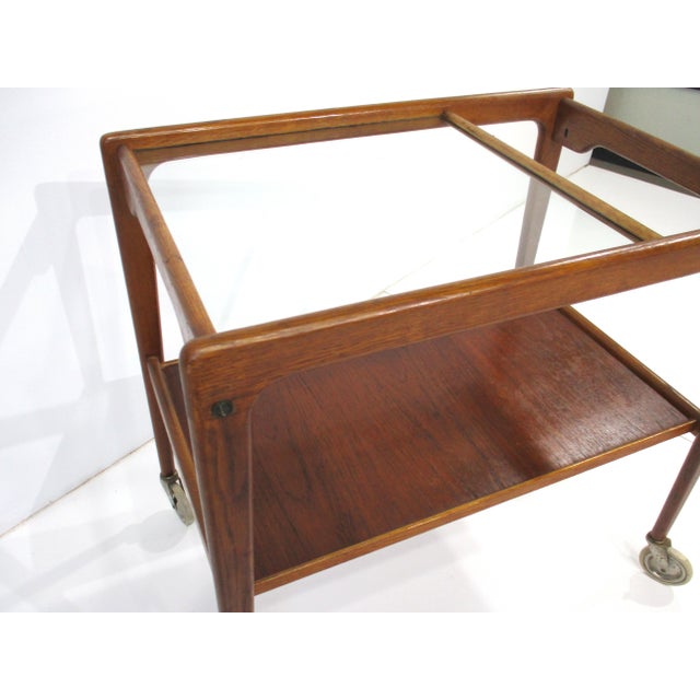 Mid 20th Century Yngve Ekstrom Teak Rolling Bar Cart Sweden For Sale - Image 5 of 11