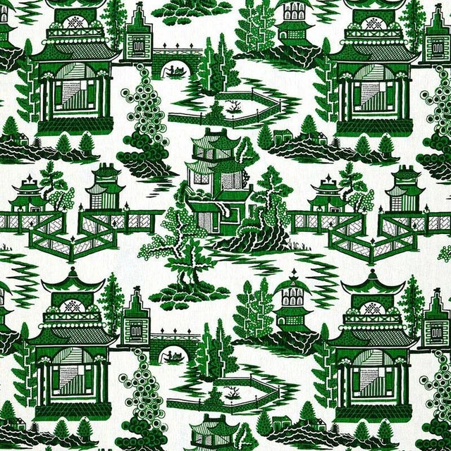 Chinoiserie Sample, Schumacher Nanjing Fabric in Jade For Sale - Image 3 of 3