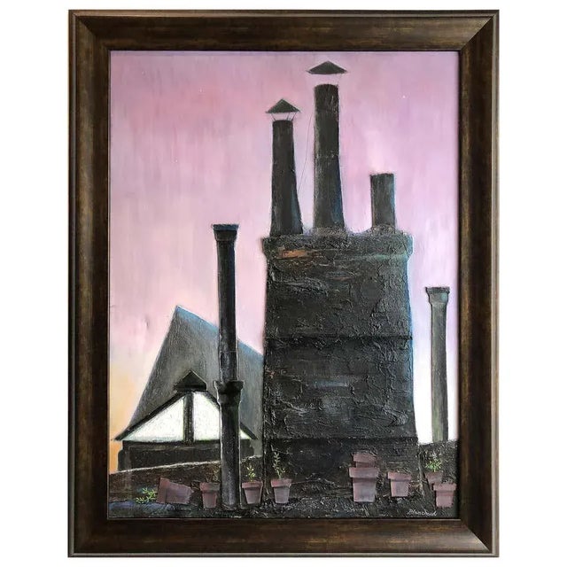 Industrial Mixed-Media Oil Painting by Robert Blanchard For Sale - Image 10 of 10