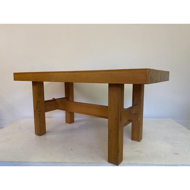 Wood Swedish Chunky Pine Dining Table, 1970s For Sale - Image 7 of 17
