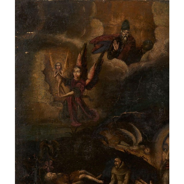 19th Century Spanish Colonial Cuzco School Paintings, John the Baptist & Death of Joseph - Set of 2 For Sale - Image 6 of 13