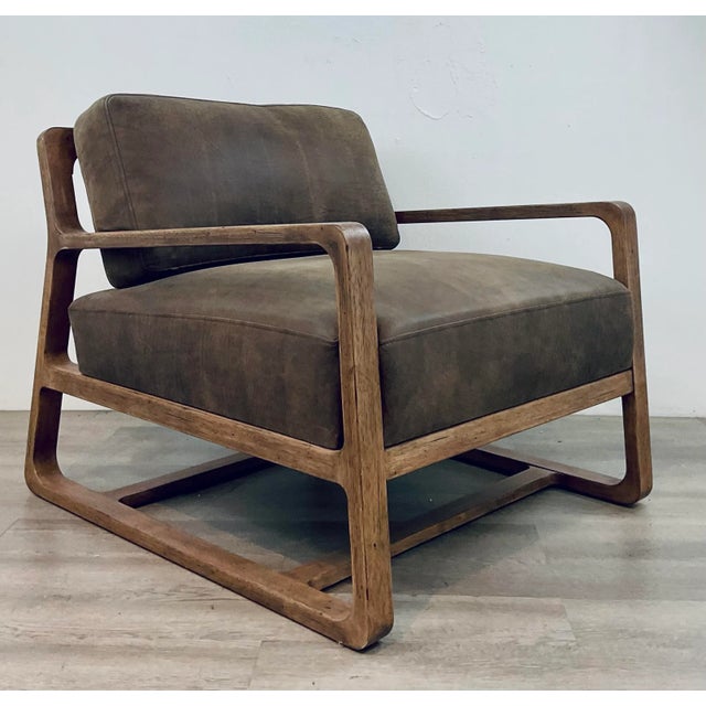 Modern Hooker Modern Brown Aniline Leather Moraine Accent Chair For Sale - Image 3 of 7
