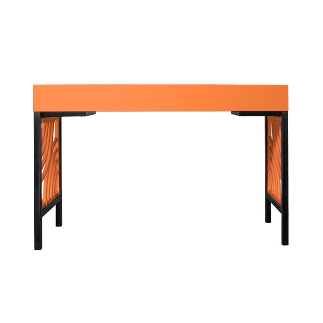 Wood Swirl Writing Desk - Orange For Sale - Image 7 of 8