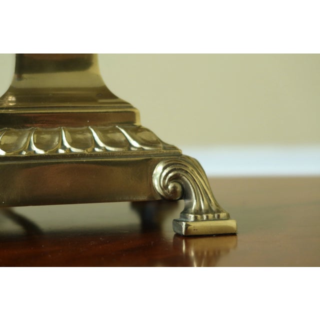 Regency Brass & Steel Table Lamps W. Black Shades - a Pair For Sale In Philadelphia - Image 6 of 10