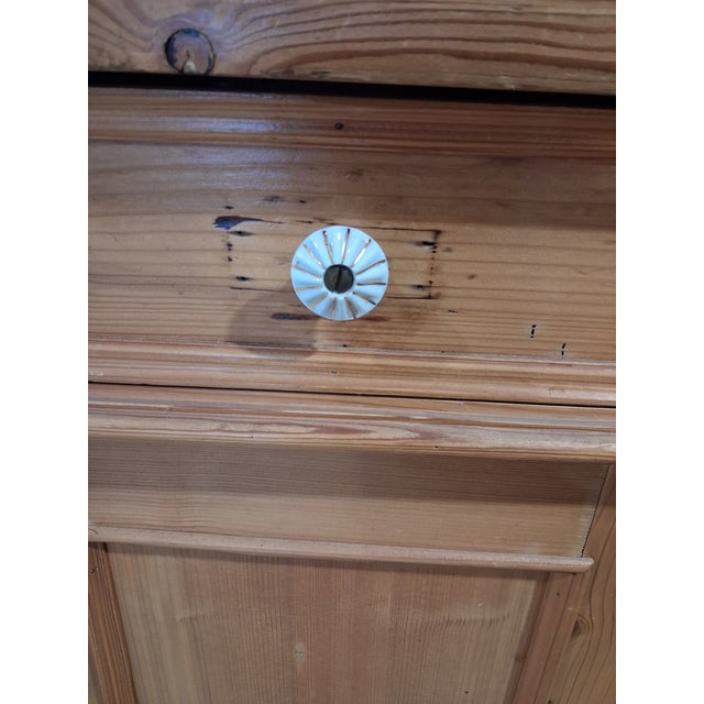 Brown Antique European Pine Kitchen Dresser Hutch With Wire Mesh Doors For Sale - Image 8 of 8