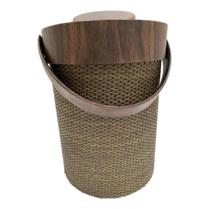 Vintage Brown Mod Vinyl Insulated Ice Bucket