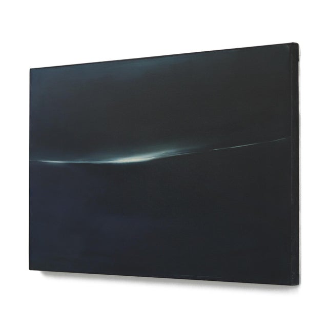 Contemporary Edge of Eternity III - Original Atmospheric Blue Abstract Landscape Oil Painting on Canvas For Sale - Image 3 of 9