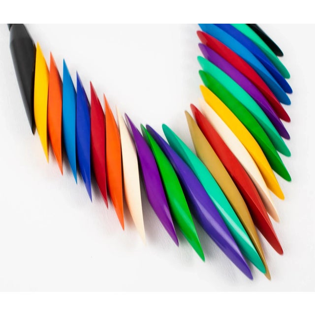 Isadora Paris Art Deco Revival Multicolor Galalith Choker Necklace For Sale - Image 9 of 11