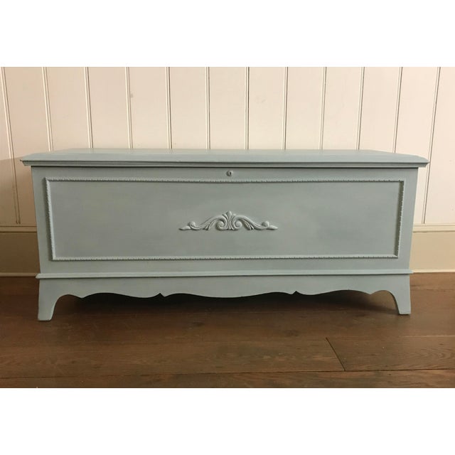 1960s Traditional Lane Furniture Blue Chalk Paint Cedar Chest Chairish