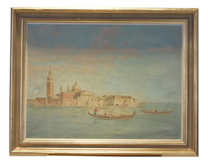 Venice with San Marco, Oil on Canvas, Gold Frame