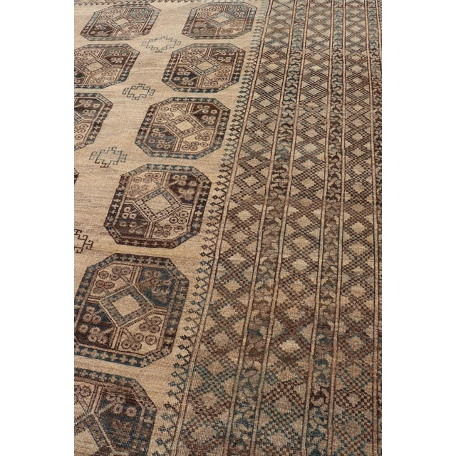 Antique Ersari Rug Sophisticated Medallion Patterns in Earthy Tones 8'7 X 11'10 For Sale - Image 9 of 10
