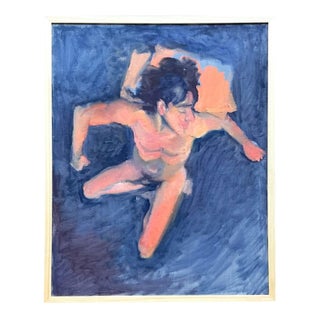 Vintage Boho Original Oil Portrait on Canvas For Sale