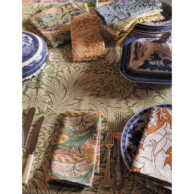 English Morris & Co Marigold Fabric in Cream/Orange - a Sample For Sale - Image 3 of 3