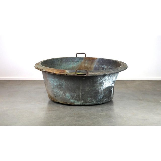 Large Antique Copper Kettle or Basin For Sale - Image 5 of 15