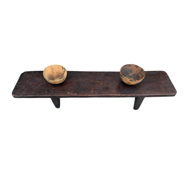 Wood Vintage Large-Tribal-Wood-Senufo-Coffee-Table stool-78.5" W For Sale - Image 7 of 10