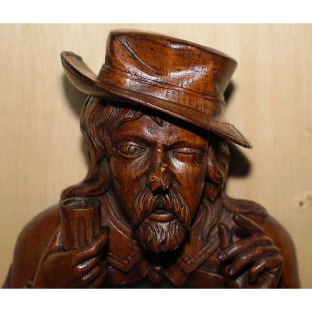 Antique Black Forest Folk Art Wall Mirror of Chap with Bee on Nose For Sale - Image 5 of 18