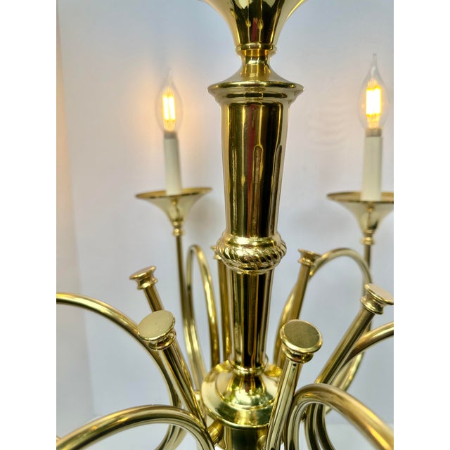 Vintage Polished Brass French Horn 6Light Chandelier Chairish