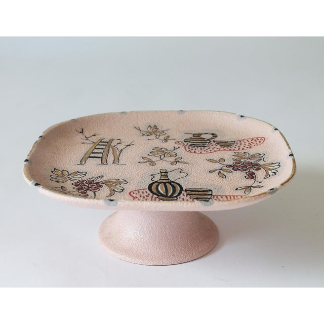 Italian Vintage Light Pink Italian Cake Stand With Wine Making Motif For Sale - Image 3 of 9